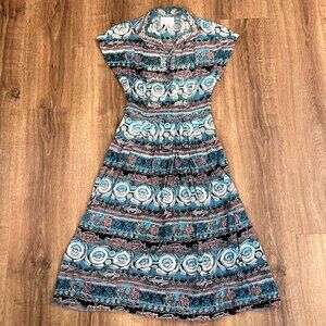 Vintage 50's Housewife Patterned Dress Sz XS